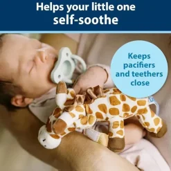 Dr. Brown's Rattles & Teethers|Toys For 0-12 Months*Dr Brown - Baby Lovey Pacifier and Teether Holder, Giraffe with Green HappyPaci, 0-6m