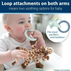 Dr. Brown's Rattles & Teethers|Toys For 0-12 Months*Dr Brown - Baby Lovey Pacifier and Teether Holder, Giraffe with Green HappyPaci, 0-6m
