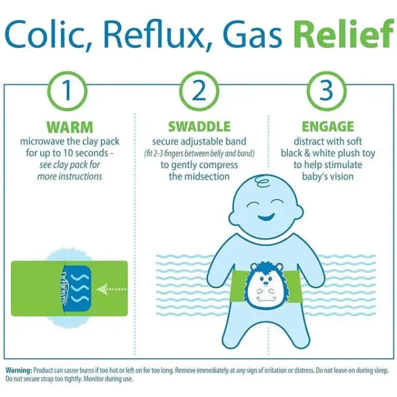 Dr. Brown's Pain & Fever Relief*Dr Brown - Infant Gripebelt for Colic Relief, Heated Tummy Wrap, Hedgehog, 0-3m