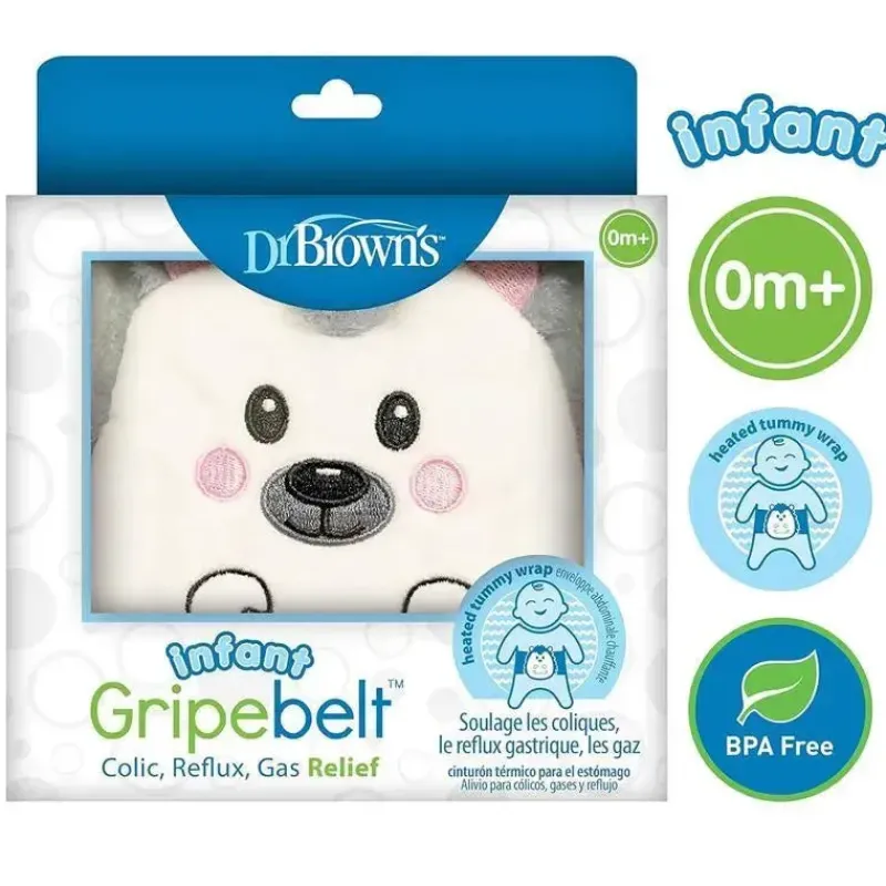 Dr. Brown's Pain & Fever Relief*Dr Brown - Infant Gripebelt for Colic Relief, Heated Tummy Wrap, Hedgehog, 0-3m