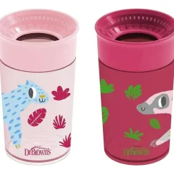 Dr. Brown's Straw, Sippy & Training Cups|Dishes, Utensils & Food Containers*Dr Brown - Milestones Cheers 360 Transition Sippy Cup, Pink Leopard and Red Lemur, 10 oz, 2 Pack