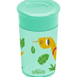 Dr. Brown's Straw, Sippy & Training Cups|Dishes, Utensils & Food Containers*Dr Brown - Milestones Cheers 360 Transition Sippy Cup, Turquoise Snake, 10 oz