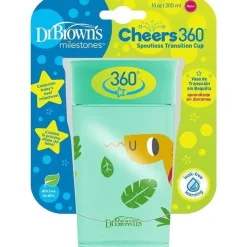 Dr. Brown's Straw, Sippy & Training Cups|Dishes, Utensils & Food Containers*Dr Brown - Milestones Cheers 360 Transition Sippy Cup, Turquoise Snake, 10 oz