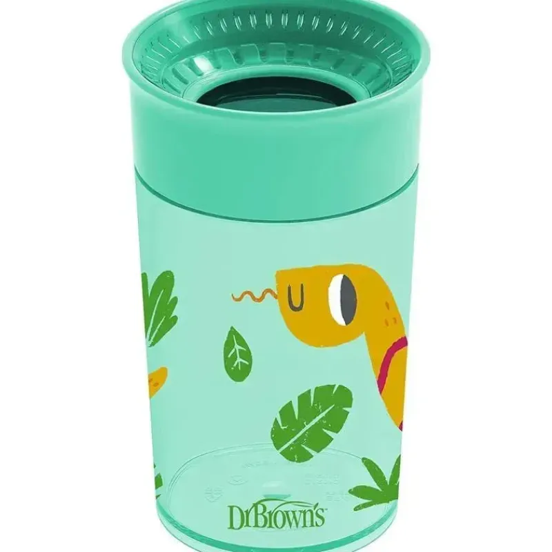 Dr. Brown's Straw, Sippy & Training Cups|Dishes, Utensils & Food Containers*Dr Brown - Milestones Cheers 360 Transition Sippy Cup, Blue Alligator and Turquoise Snake, 10 oz, 2 Pack