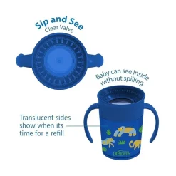 Dr. Brown's Straw, Sippy & Training Cups|Dishes, Utensils & Food Containers*Dr. Brown - Smooth Wall Cheers360 Cup W/ Handles, 7 Oz/200 Ml, Blue Deco (6M+), 1-Pack