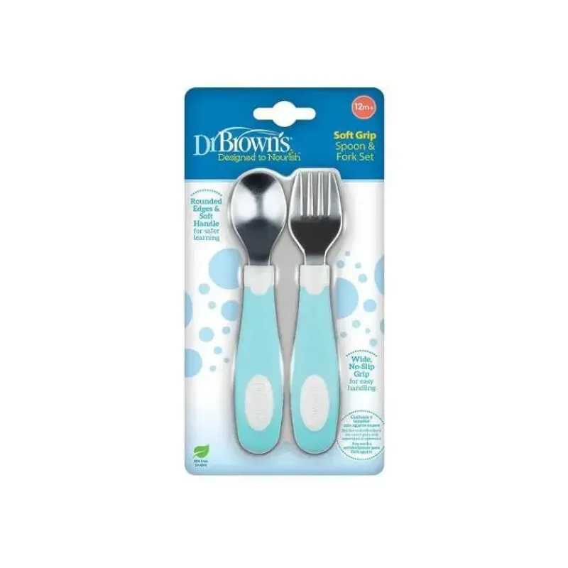 Dr. Brown's Utensils & Accessories|Dishes, Utensils & Food Containers*Dr. Brown - Soft Grip Spoon & Fork Set, Teal