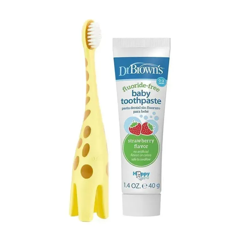 Dr. Brown's Oral & Nasal Care*Dr. Brown - Training Toothbrush Set with Strawberry Fluoride-Free Toothpaste