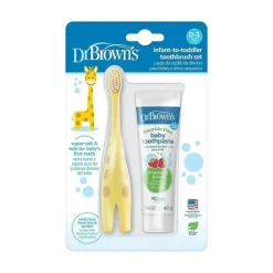 Dr. Brown's Oral & Nasal Care*Dr. Brown - Training Toothbrush Set with Strawberry Fluoride-Free Toothpaste