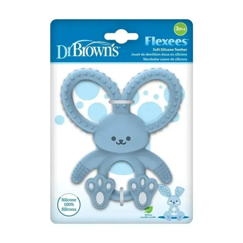 Dr. Brown's Rattles & Teethers|Toys For 0-12 Months*Dr. Brown's - Flexees Bunny Silicone Teether, Blue