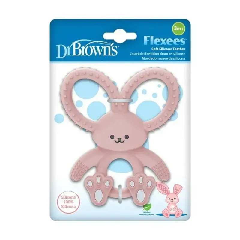 Dr. Brown's Rattles & Teethers|Toys For 0-12 Months*Dr. Brown's - Flexees Bunny Silicone Teether, Pink