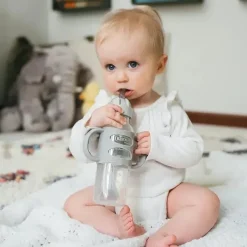 Dr. Brown's Straw, Sippy & Training Cups|Dishes, Utensils & Food Containers*Dr. Brown's - Narrow Sippy Straw Bottles W/ Silicone Handles, Gray