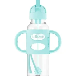 Dr. Brown's Straw, Sippy & Training Cups|Dishes, Utensils & Food Containers*Dr. Brown's - Narrow Sippy Straw Bottles W/ Silicone Handles, Green