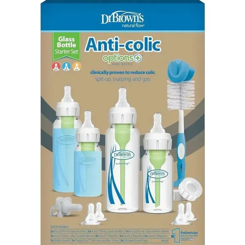 Dr. Brown's Feeding Gift Set|Bottles & Sets*Dr. Brown's - Options+ Glass Narrow Anti-Colic Baby Bottle Gift Set