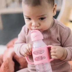 Dr. Brown's Straw, Sippy & Training Cups|Dishes, Utensils & Food Containers*Dr. Brown's - 8Oz Narrow Sippy Straw Bottles W/ Silicone Handles, Pink