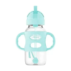 Dr. Brown's Straw, Sippy & Training Cups|Dishes, Utensils & Food Containers*Dr. Brown's - Wide-Neck Sippy Straw Bottles W/ Silicone Handles, Green