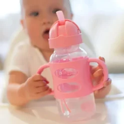 Dr. Brown's Straw, Sippy & Training Cups|Dishes, Utensils & Food Containers*Dr. Brown's - Wide-Neck Sippy Straw Bottles W/ Silicone Handles, Pink