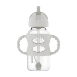 Dr. Brown's Straw, Sippy & Training Cups|Dishes, Utensils & Food Containers*Dr. Brown's - Wide-Neck Sippy Straw Bottles W/ Silicone Handles, Gray