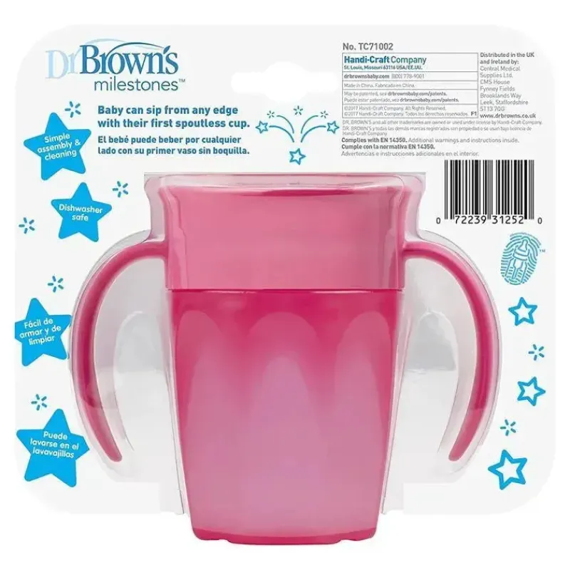 Dr. Brown's Straw, Sippy & Training Cups|Dishes, Utensils & Food Containers*Dr. Brown's Cheers 360 Spoutless Training Cup, Pink