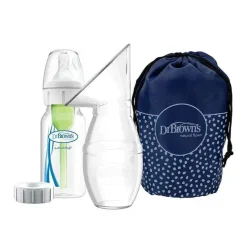 Dr. Brown's Breast Pump Accessories*Dr. Brown's Milkflow Silicone Breast Pump, Breast Milk Catcher with Options+ Anti-Colic Baby Bottle & Travel Bag