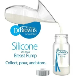 Dr. Brown's Breast Pump Accessories*Dr. Brown's Milkflow Silicone Breast Pump, Breast Milk Catcher with Options+ Anti-Colic Baby Bottle & Travel Bag