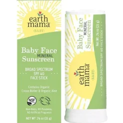 Earth Mama Cool Baby Products|Gift For Mom*- Baby Face Mineral Sunscreen Stick SPF 40