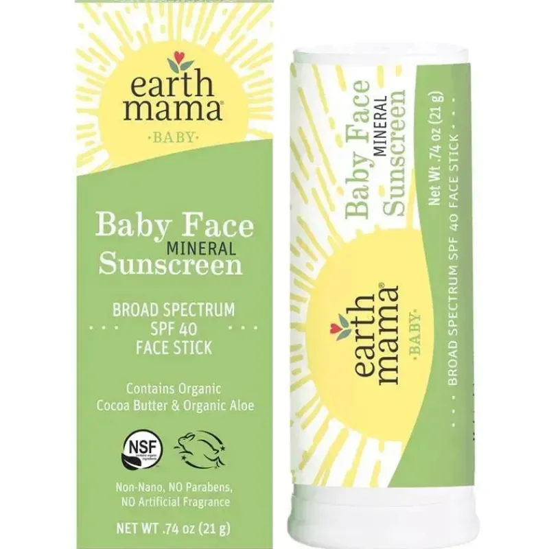 Earth Mama Cool Baby Products|Gift For Mom*- Baby Face Mineral Sunscreen Stick SPF 40