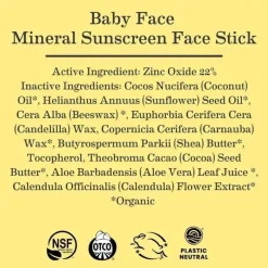 Earth Mama Cool Baby Products|Gift For Mom*- Baby Face Mineral Sunscreen Stick SPF 40