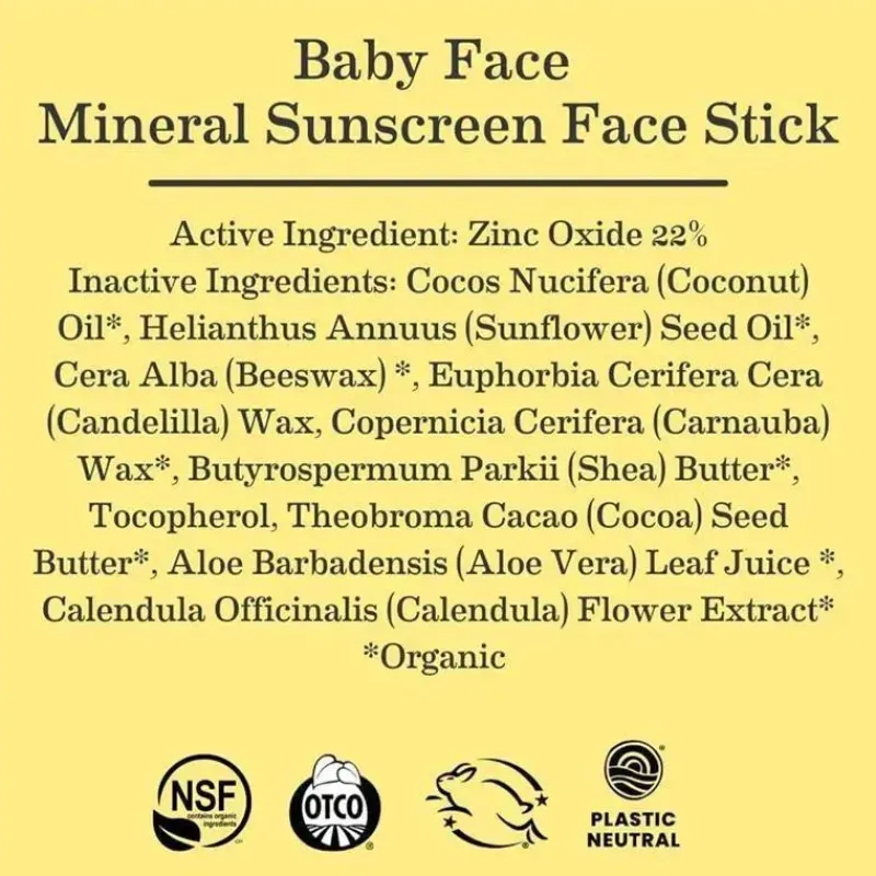 Earth Mama Cool Baby Products|Gift For Mom*- Baby Face Mineral Sunscreen Stick SPF 40