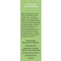 Earth Mama Cool Baby Products|Gift For Mom*- Baby Face Mineral Sunscreen Stick SPF 40
