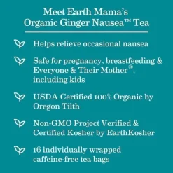 Earth Mama Maternity Health & Wellness|Gift For Mom*- Organic Ginger Nausea Tea