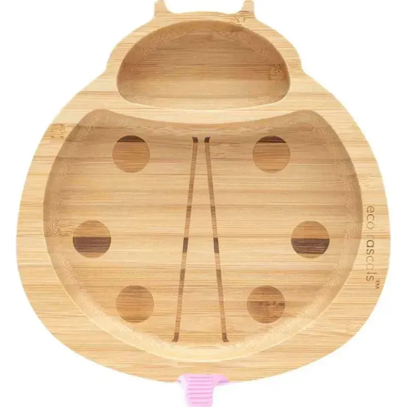 Eco Rascals Suction Plates & Bowls|Dishes, Utensils & Food Containers*- Bamboo Suction Plate, Ladybird, Pink