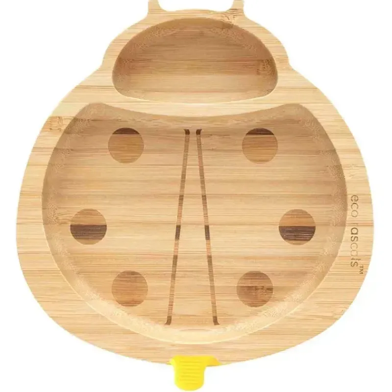 Eco Rascals Suction Plates & Bowls|Dishes, Utensils & Food Containers*- Bamboo Suction Plate, Ladybird, Yellow