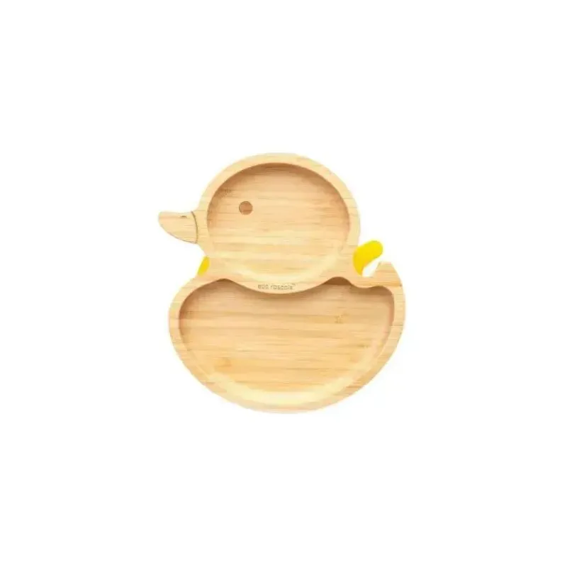 Eco Rascals Suction Plates & Bowls|Dishes, Utensils & Food Containers*Bamboo Suction Plate With Two Sections Duck, Yellow