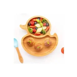 Eco Rascals Suction Plates & Bowls|Dishes, Utensils & Food Containers*Bamboo Suction Plate With Two Sections Duck, Yellow