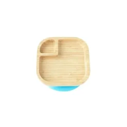 Eco Rascals Organic|Suction Plates & Bowls*Bamboo Suction Plate With Two Sections Classic, Blue