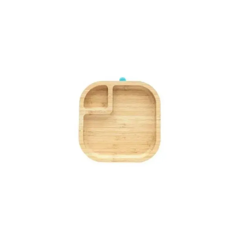 Eco Rascals Organic|Suction Plates & Bowls*Bamboo Suction Plate With Two Sections Classic, Blue