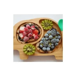Eco Rascals Suction Plates & Bowls|Dishes, Utensils & Food Containers*Bamboo Suction Plate With Two Sections Elephant, Blue