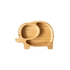 Eco Rascals Organic|Suction Plates & Bowls*Bamboo Suction Plate With Two Sections Elephant, Pink
