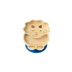 Eco Rascals Organic|Suction Plates & Bowls*Bamboo Suction Plate With Two Sections Dino, Blue