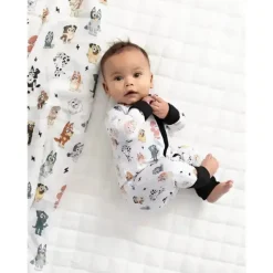 Ellie Sue Baby Sleepwear*- Baby Blue Dog & Friends Bamboo Zipper Romper