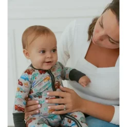 Ellie Sue Baby Sleepwear*- Baby Cars Bamboo Zipper Romper