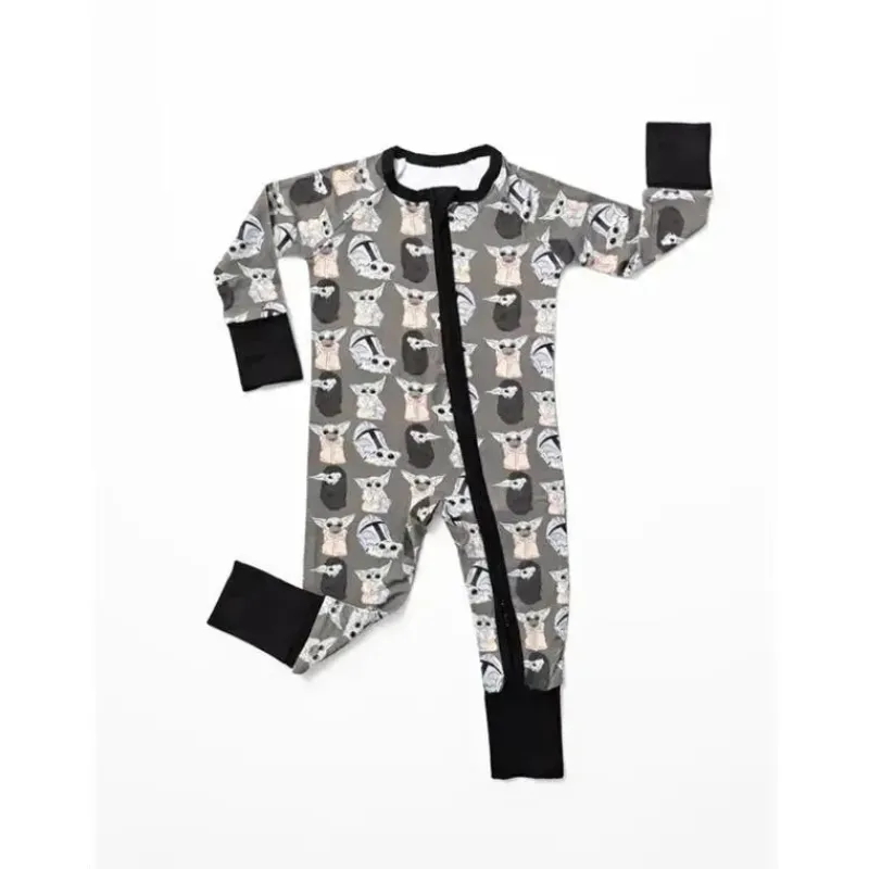 Ellie Sue Baby Sleepwear*- Baby Precious Cargo Bamboo Zipper Romper