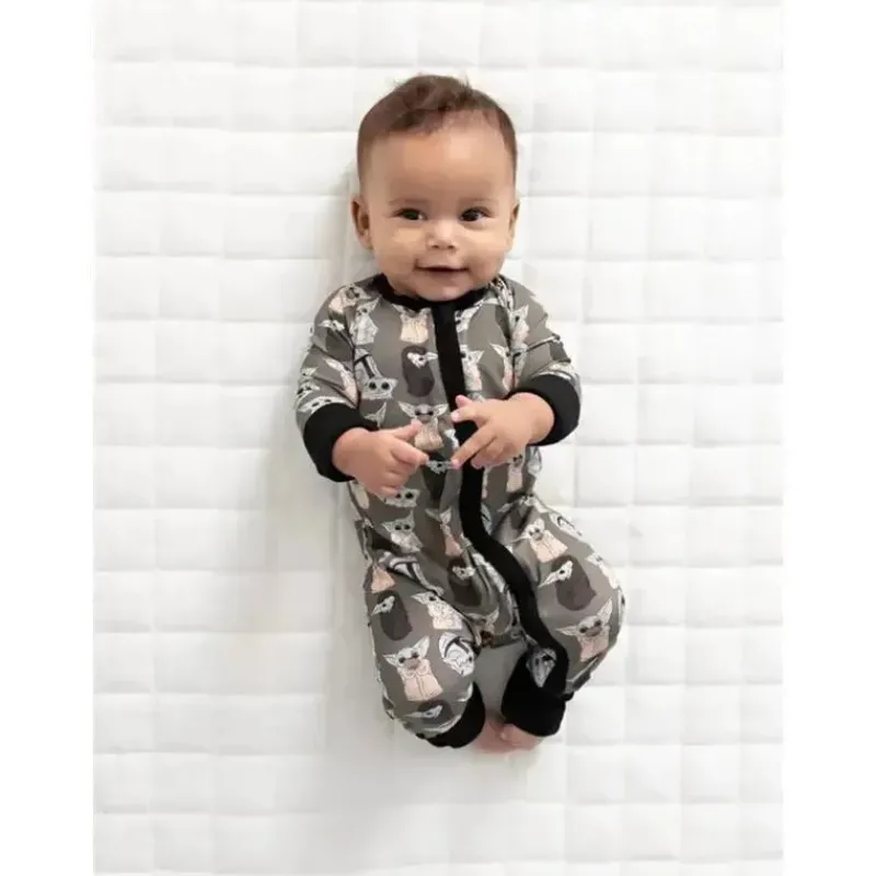 Ellie Sue Baby Sleepwear*- Baby Precious Cargo Bamboo Zipper Romper