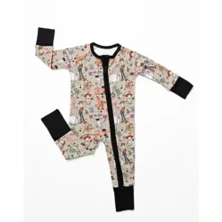 Ellie Sue Baby Sleepwear*- Baby Round Up Gang Bamboo Zipper Romper