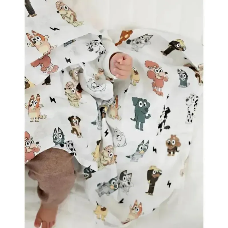 Ellie Sue Blankets & Quilts*- Blue Dog & Friends Bamboo Muslin Blanket