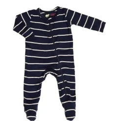 Everly Grey Baby One-Pieces*- Baby Grey Footie, 6-9 Months, Navy Stripe