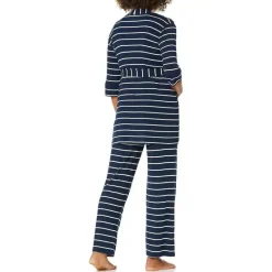 Everly Grey Pants & Shorts*- Maternity and Nursing PJ Pant Set for Mom and Baby, Navy Stripe, Medium