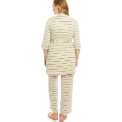 Everly Grey Pants & Shorts*- Maternity and Nursing PJ Pant Set for Mom and Baby, Mocha Stripe, Large