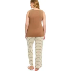 Everly Grey Pants & Shorts*- Maternity and Nursing PJ Pant Set for Mom and Baby, Mocha Stripe, Small