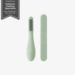 ezpz Oral & Nasal Care*- Baby-Led™ Toothbrush + Sensory Tongue Depressor Dual Pack, Sage